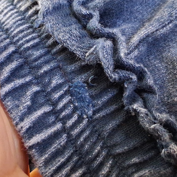 J.Her Blue 100% Cotton Knit Stretch Boho Wide Leg Cropped  Pants Size Small - Picture 4 of 8